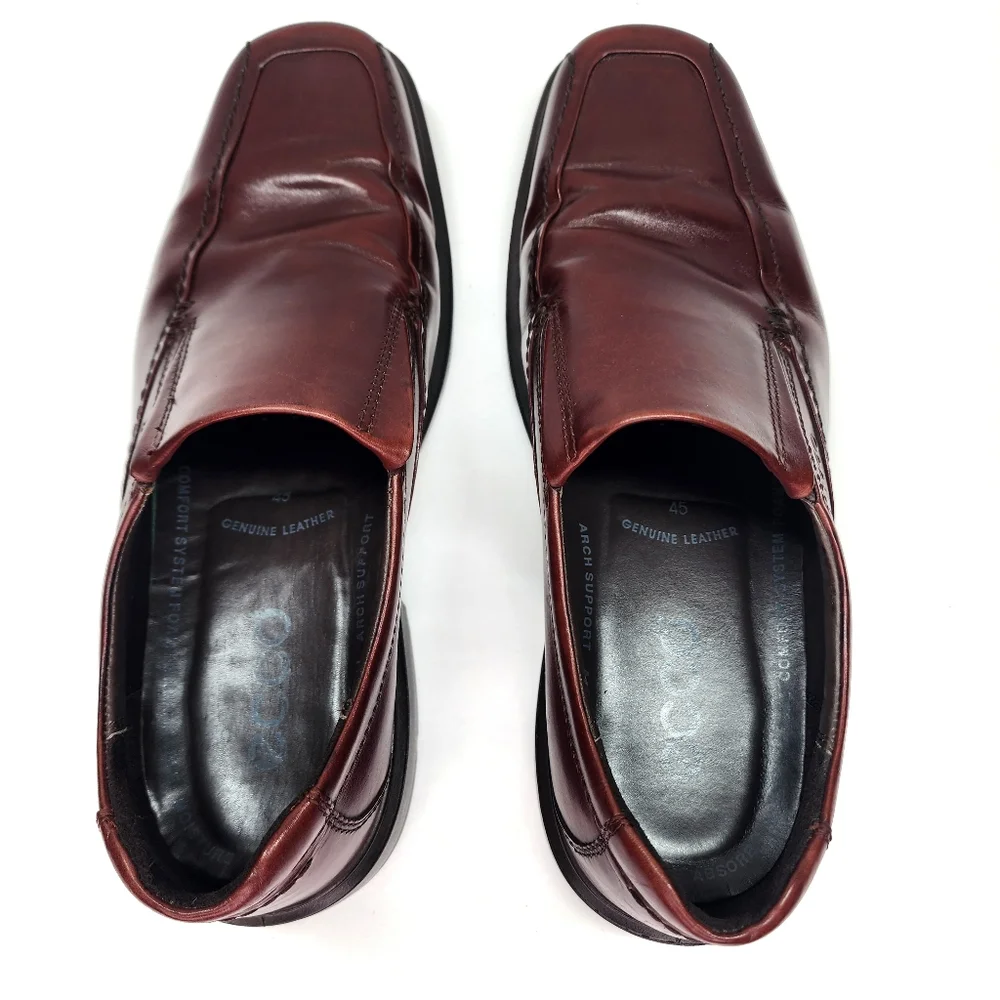 ECCO Slip On Brown Leather Loafer Dress Shoe Men's Size 45 / 11 - 11.5 US